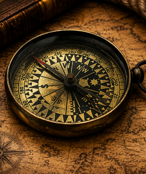 Antique Brass Military Pocket Compass