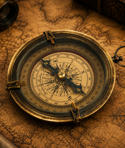 Antique Brass Nautical Compass