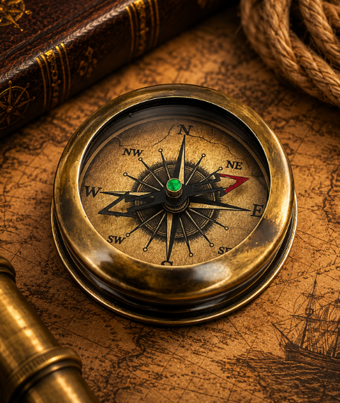 Antique Brass Nautical Pocket Compass