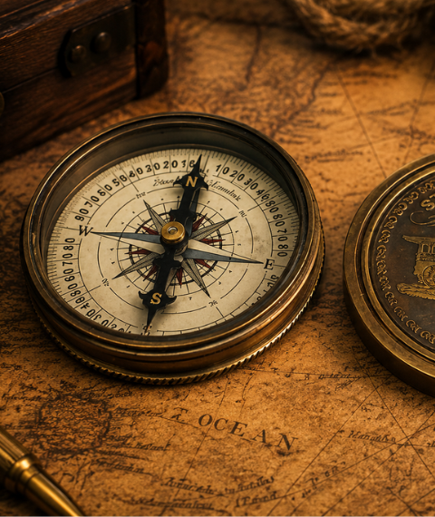 Explorers Compass & Steam Engine Collectible Coin